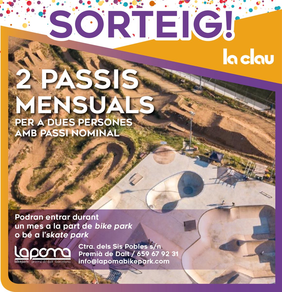 laclaumaresme's tweet photo. 📢𝐍𝐎𝐔 𝐒𝐎𝐑𝐓𝐄𝐈𝐆 𝐚 𝐥𝐚 𝐑𝐞𝐯𝐢𝐬𝐭𝐚 #𝐋𝐚𝐂𝐥𝐚𝐮 ‼️

Ets més de bicicleta o de patinet?

🗳️Participa i guanya 2 passis mensuals per a dues persones amb passi nominal a @LaPomaBikePark 

👉 https://t.co/WqEHpXlClv https://t.co/Je3ZnIRNFP