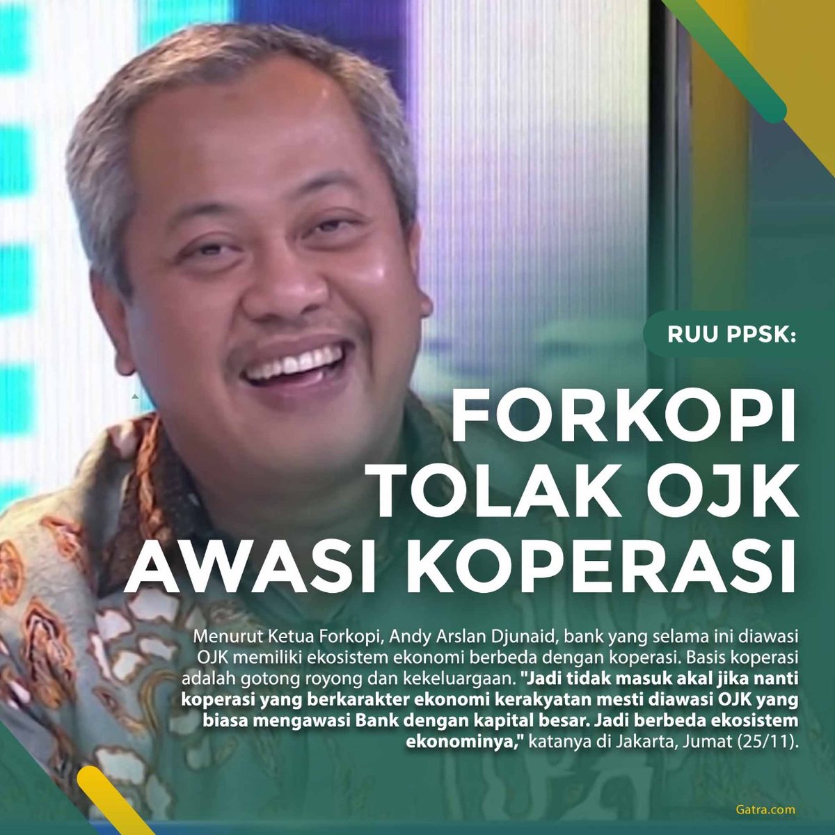 Tolak OJK awasi koperasi. Ga masuk akal koperasi yang berkarakter ekonomi kerakyatan diawasi sama OJK
#TolakOJKdiKoperasi
DPR Tidaksetuju RUUP2SK