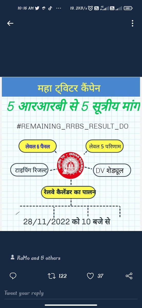 NiteshKushwah90's tweet photo. #REMAINING_RRBS_RESULT_DO
@RailMinIndia @narendramodi @BhopalDivision @RahulGandhi @aajtak https://t.co/VplYi9oAmp