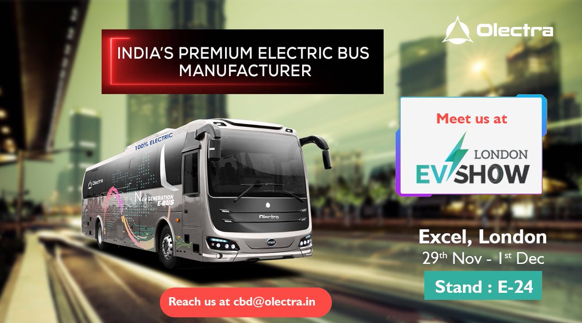 OlectraOfficial's tweet photo. Namaste London!!! Catch us at #LondonEVShow on 29th Nov 2022 @ Stand E-24 to know more!!
#ev #Lev2022 #Electric #excellondon https://t.co/dQbpep4WS4