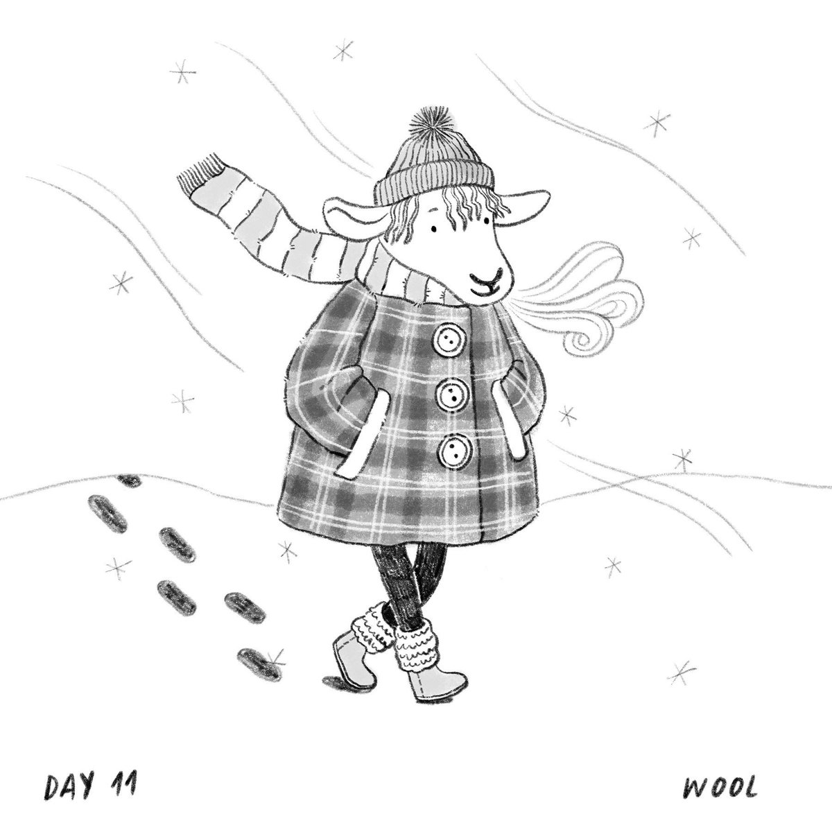 veronosaurus's tweet photo. Daily Drawing Project 
Day 11 - Wool

Living in the tropics makes you fantasize about snowy days a lot. Does it snow where you live? #kidlitart #kidlitartist #illustration #ArtistOnTwitter https://t.co/gKJSnueqEx