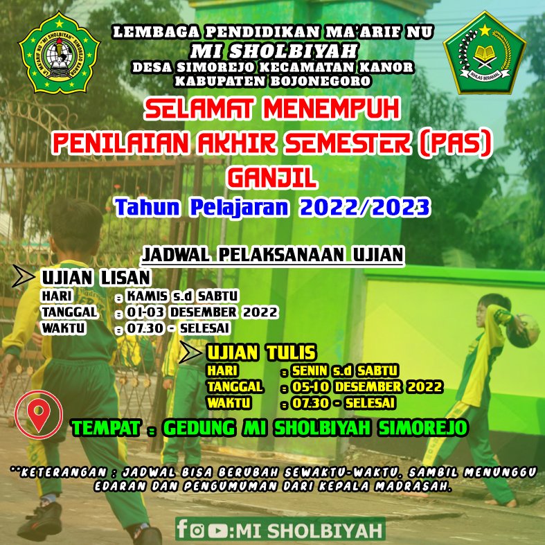 MSimorejo's tweet photo. Jadwal Kegiatan Bulan Desember Tahun 2022 di Lingkungan Madrasah Ibtidaiyah Sholbiyah Desa Simorejo Kec. Kanor Kab. Bojonegoro.
.
.
🔛 Double Tag @mi_sholbiyah_simorejo
.
➡️ Support and Follow💚
#misholbiyah #misholbiyahsimorejo #madrasah_hits #madrasahhebatmadrasahbermartabat https://t.co/RpW1YuqfuK