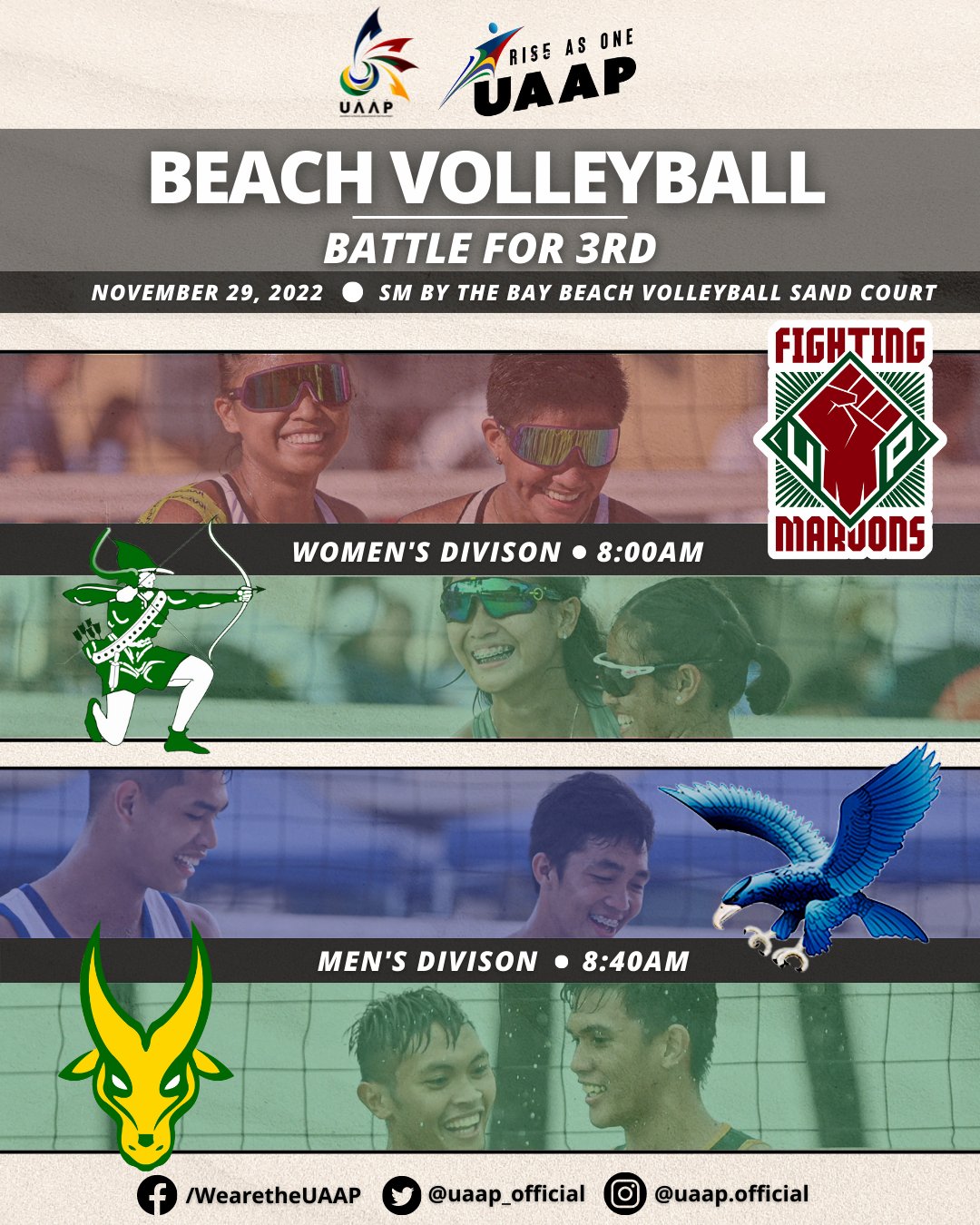 The UAAP on Twitter "Catch NU as they face UST in the Beach Volleyball