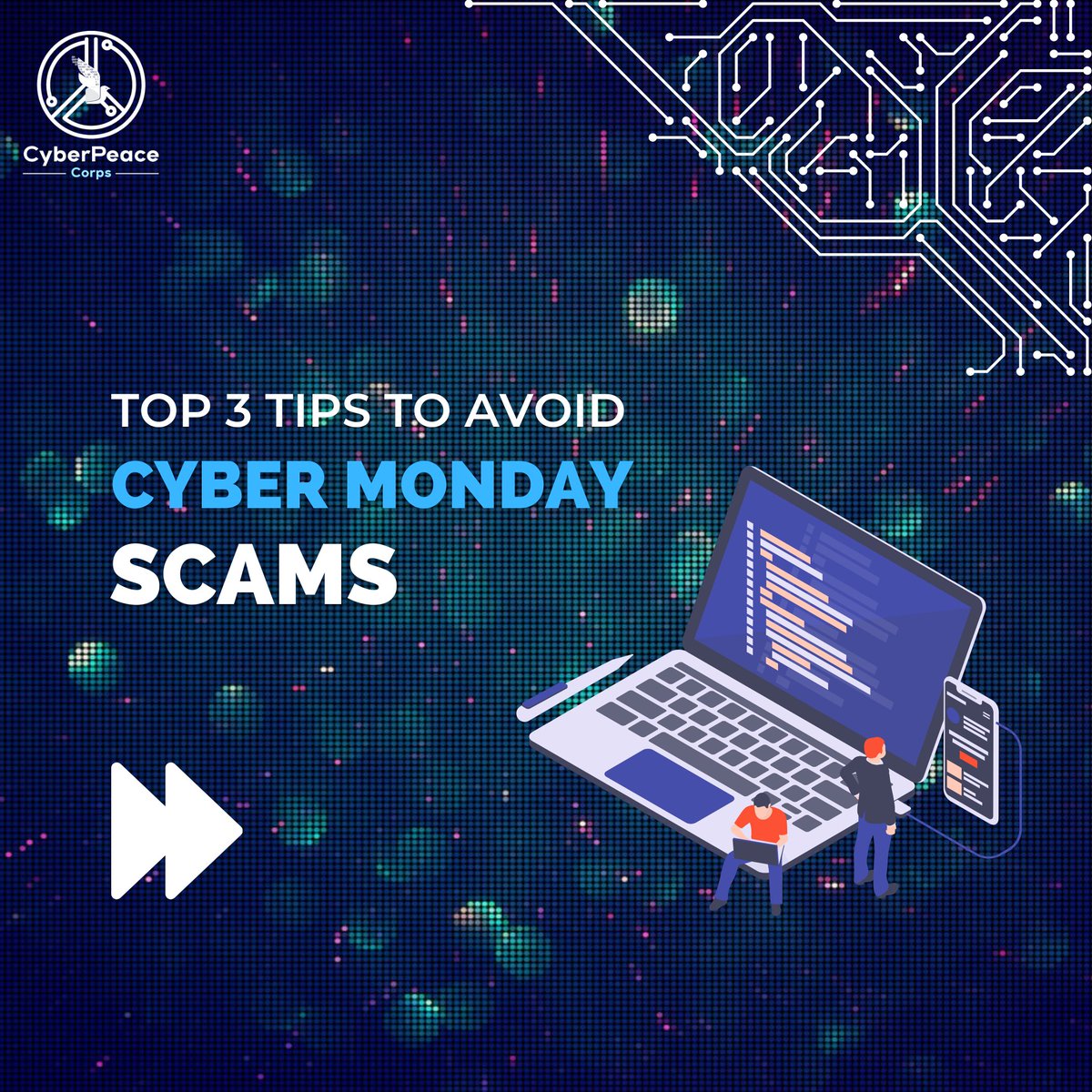 cyberpeacecorps's tweet photo. #CyberMonday is here! You are ready to grab the best deals of the year and so are the #cybercriminals to lure you into #scams. Here are the Top 3 #CyberSecurity tips to shop safer.
#CyberPeace☮️ #CyberMonday2022 #BeCyberSure #OnlineShopping https://t.co/LpI5L6p65l