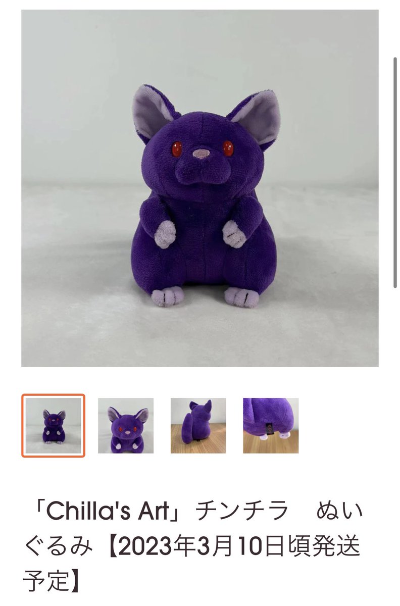 チラズアートさんのチンチラぬいぐるみポチった。 これを机の所に置き