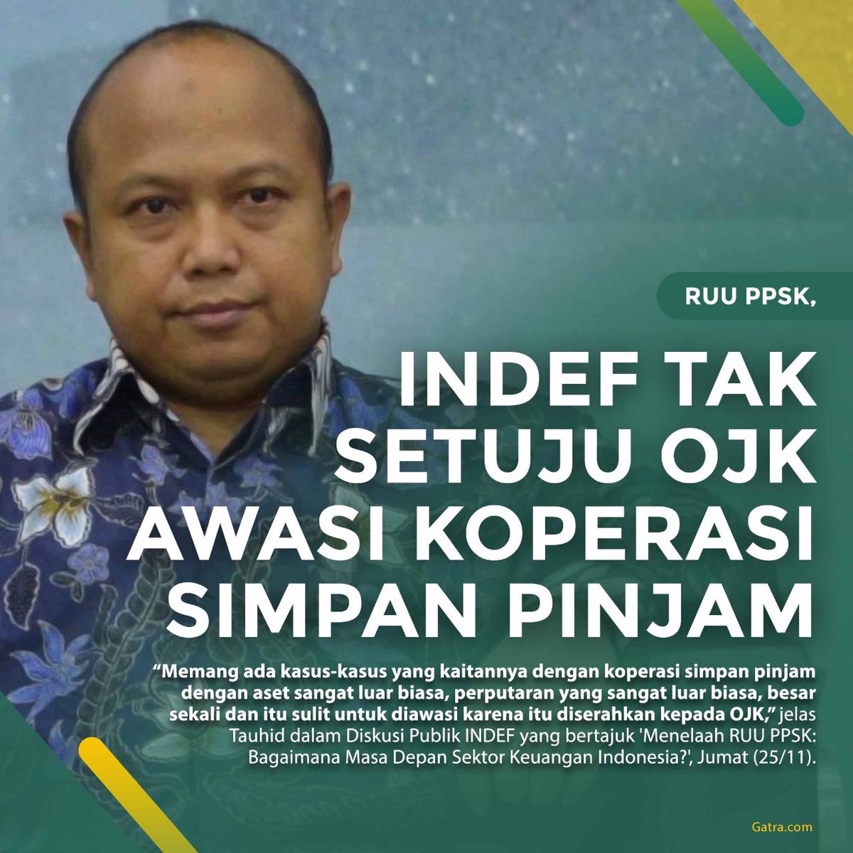 OJK bisa fokus untuk mengawasi Bank denga Kapitalis besar, tidak perlu mengawasi koperasi
#TolakOJKdiKoperasi
DPR Tidaksetuju RUUP2SK