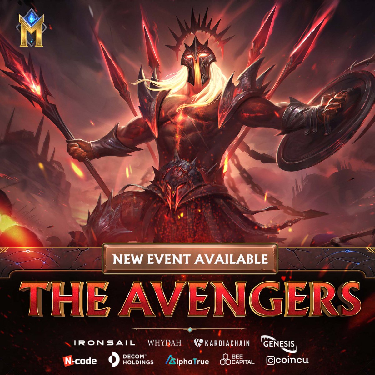 Mytheria_MYRA's tweet photo. [NEW EVENT] WELCOME WORLDCUP AND MYTHERIA THE AVENGERS

🔱Demigods! Welcome to the arena of THE AVENGERS

🔥This event will start from Monday 28 Nov, until 28 Dec (every Tuesday and Thursday). Wait for our full mechanism on our Official channels https://t.co/nTzOmtHMuY