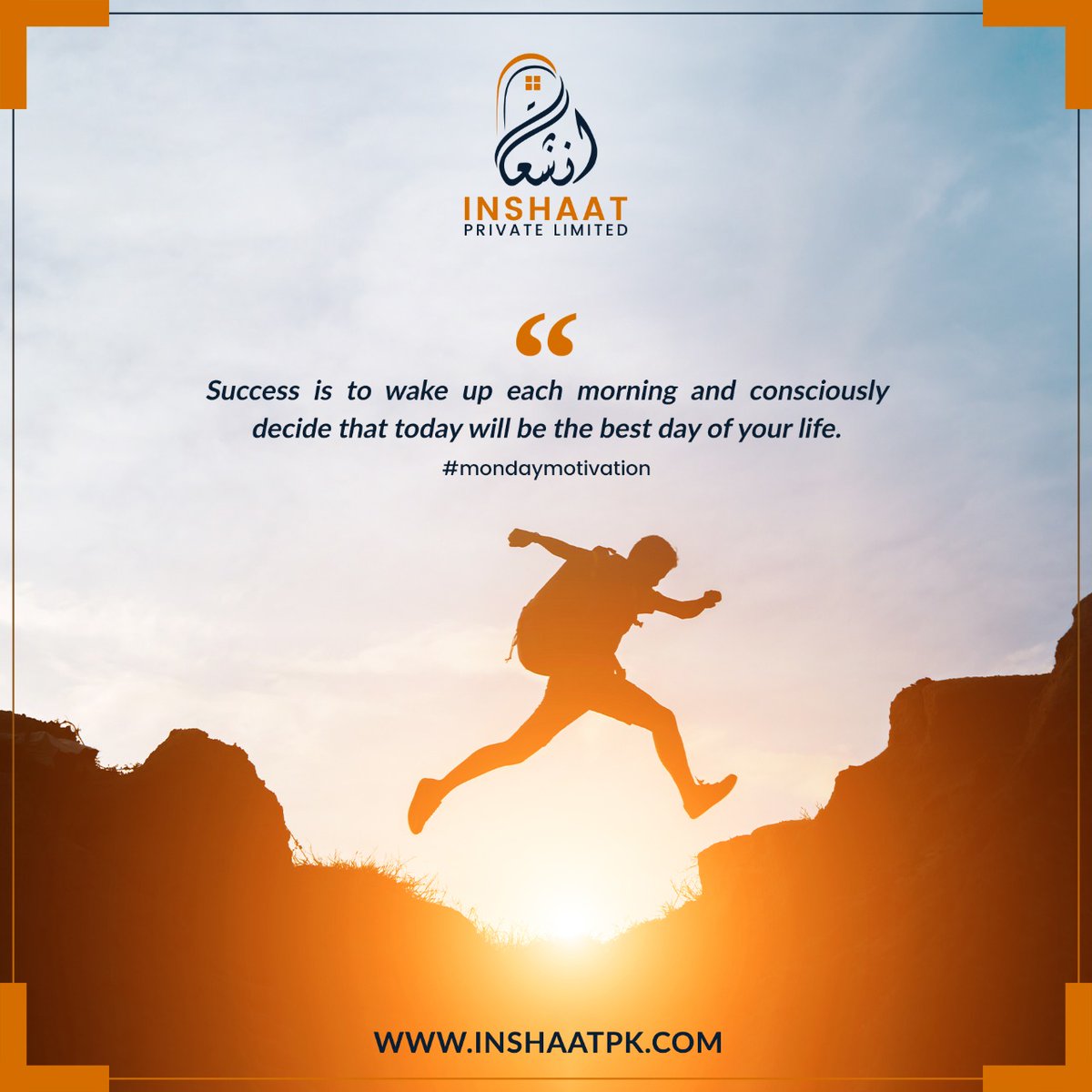 Inshaatpk's tweet photo. Success is to wake up every morning and consciously decide that today will be the best day of your life.
Happy Monday
Go and chase your dreams with high levels of courage.
https://t.co/6AKQ3taKiQ
#monday #mondaymood #mondaymotivation #mondaymorning #mondayvibes #inshaat https://t.co/YjLfsurm8D