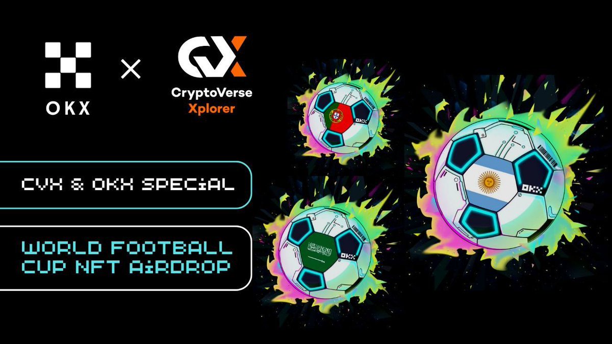 CryptoXVerse's tweet photo. To celebrate our partnership with @okxweb3, we are giving away 100 OKX Football Cup NFTs .

1⃣Follow @CryptoXVerse and @okxweb3
2⃣Like,RT &amp; @ 3 Friends 
3⃣Fill in the form👉 https://t.co/7mJtmYUCqq

#Okx #NFT #Giveaway #Worldcup https://t.co/LHI713ZVx4