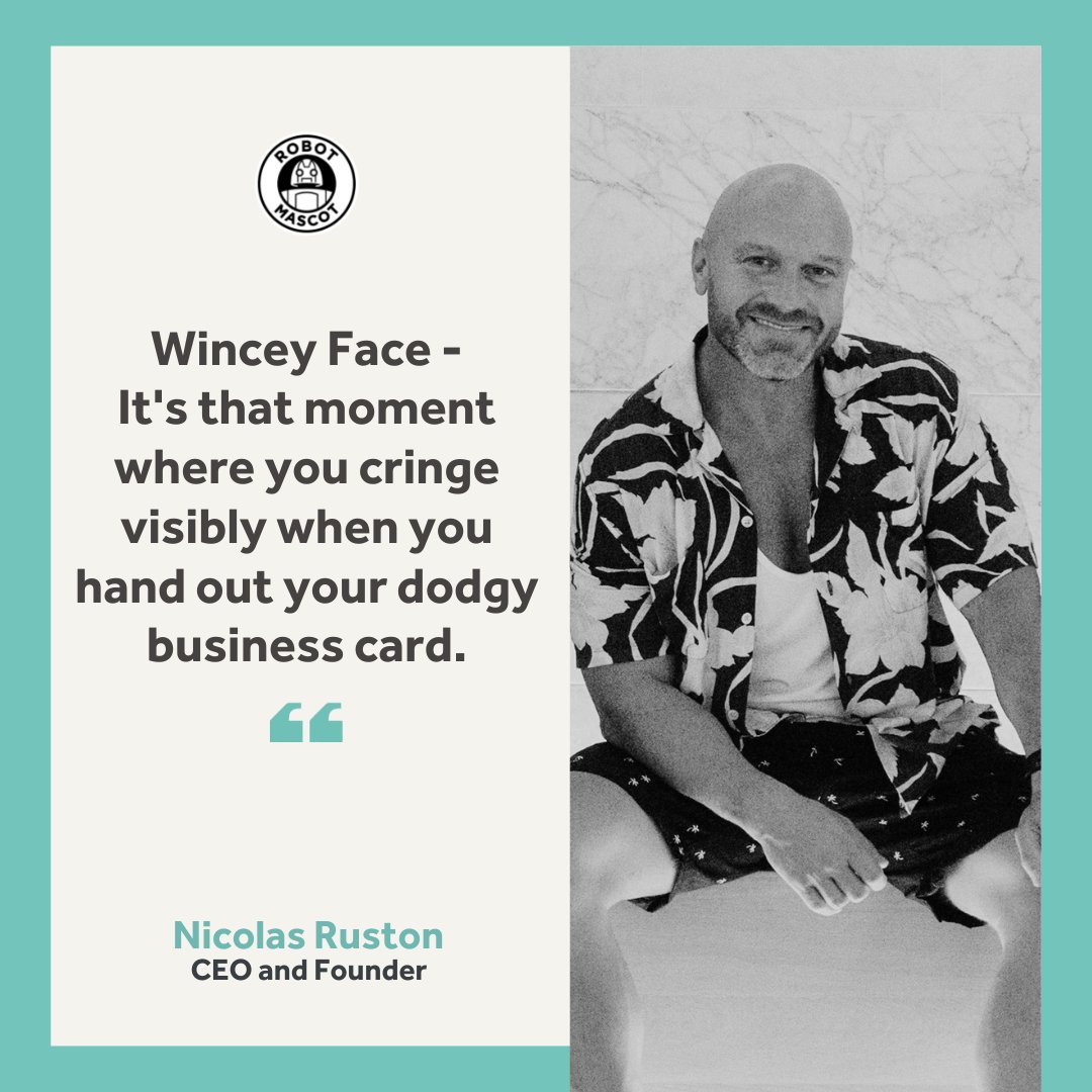 nicolasruston's tweet photo. Wincey Face - It's that moment where you cringe visibly when you hand out your dodgy business card.

#robotmascot #artist #business #creative #communicationexpert #success #podcast #arts #creativity #entrepreneurs #business #StartUpPH https://t.co/Fl2LDtbwsB