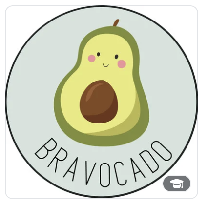 klbeasley's tweet image. While looking for badge templates on @canva I discovered they have circle sticker templates! I just lost 15 mins... You had me at "Bravocado!" #MasterSnack @r_langlands @brianmcewen @pimstar @clos_gm