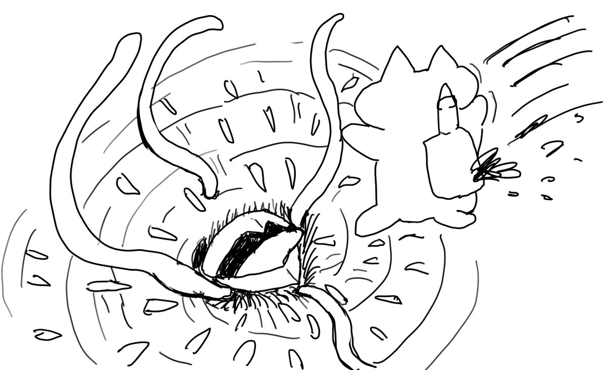 ジェットパックがイカれてサルラックの穴に落ちそうになってるプイプイねこ 