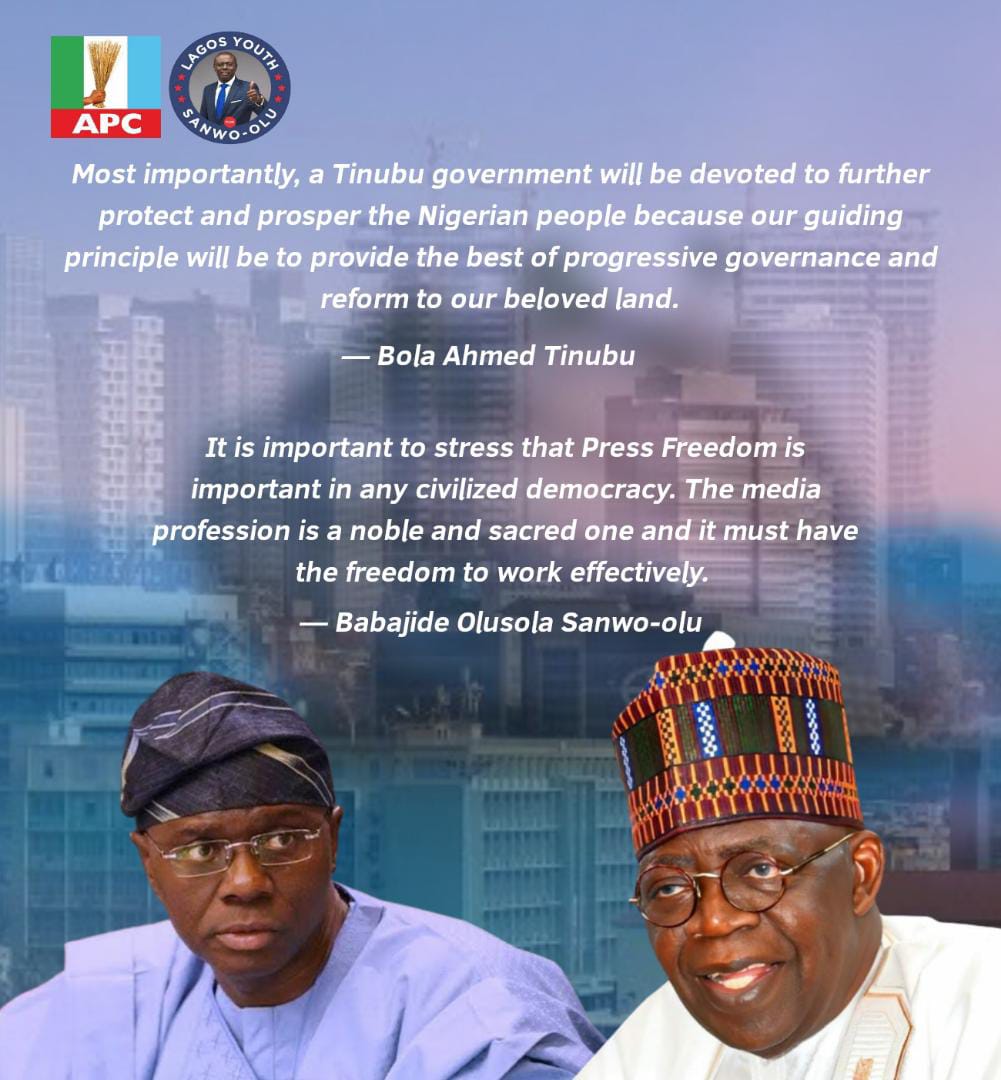 EleluAyoola's tweet photo. Vote Asiwaju Bola Ahmed Tinubu.

For more development and progress, SanwoOlu deserves a second term. 

#Bat2023
#Sanwoagain. https://t.co/YPgO10oj0k