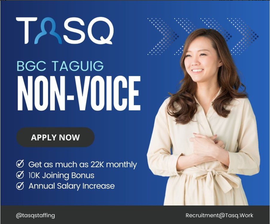 Majadd1cts's tweet photo. Looking for a non-voice account?
Minimum Requirements:
- Conversant in English
- At least HS Graduate
- No experience required
- Must be willing to work and get processed ONSITE in Taguig
#hiring #nowhiring #job #jobalerts  #applyhere https://t.co/vND1vBY5Kf