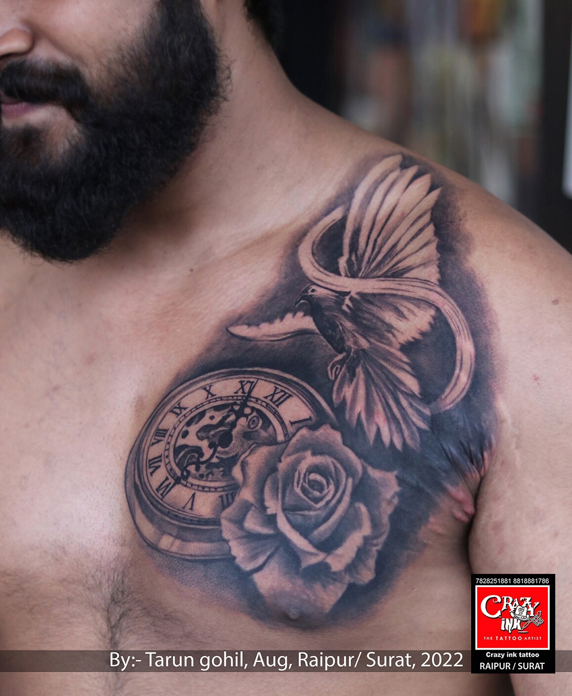 rose tattoos on chest