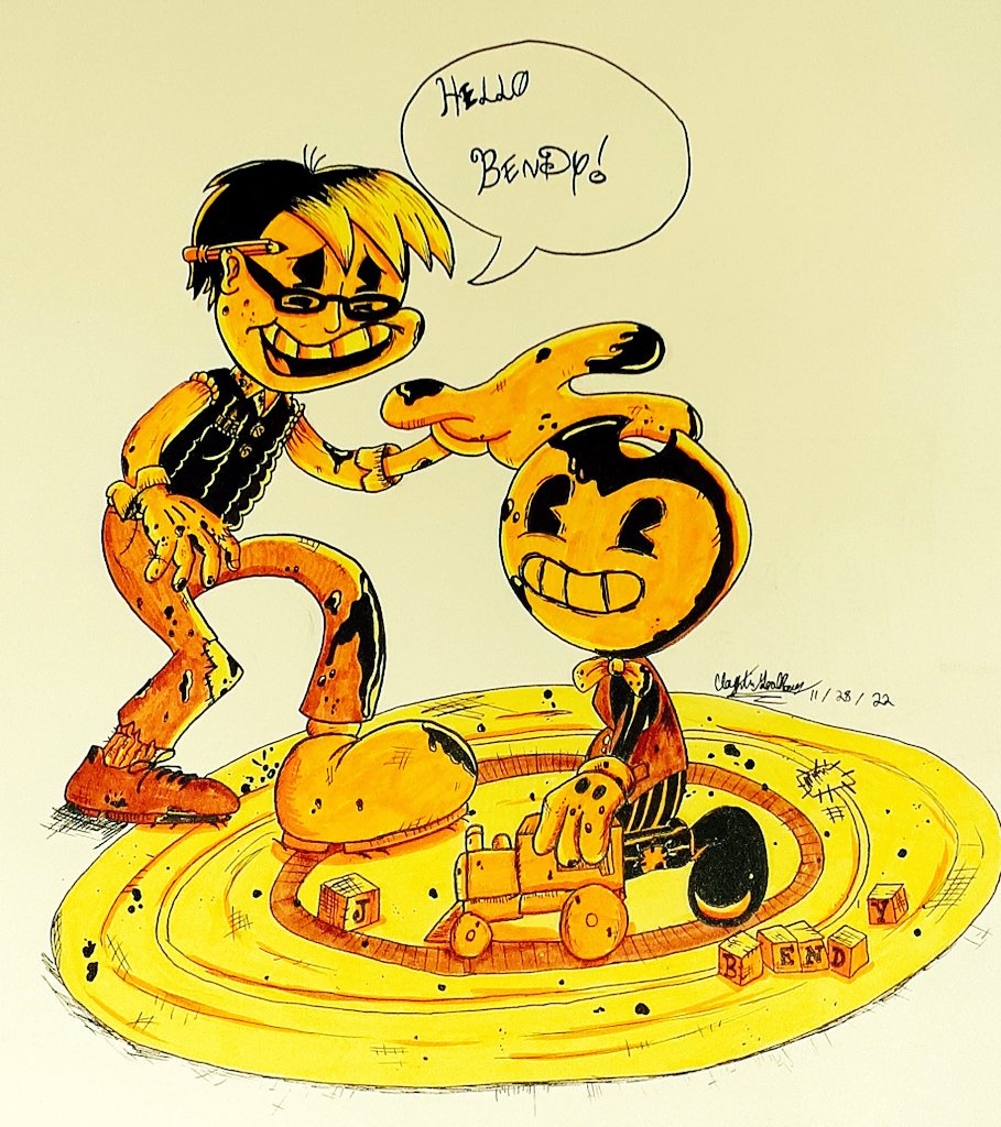 thetoonguy94's tweet photo. Baby Bendy is too cute I want to babysit!!😍 #BATDR @themeatly #BATIM @Bendy @JoeyDrewsSTU #bendyfanart  #babybendy #inkdemon #themeatly #claytoon #cartoon #rubberhose #halftoon #cartoonist https://t.co/kn7OfOxVLP