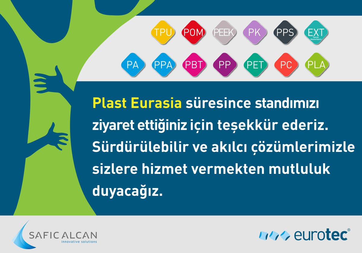 eurotec_ep's tweet photo. Plast Eurasia süresince standımızı ziyaret ettiğiniz için teşekkür ederiz.
Sürdürülebilir ve akılcı çözümlerimizle sizlere hizmet vermekten mutluluk duyacağız.

#eurotec #plasteurasia #saficalcan #sustainability #intelligentsolutions

@PlastEurasia @SAFICALCAN https://t.co/5MO5MxTSL7