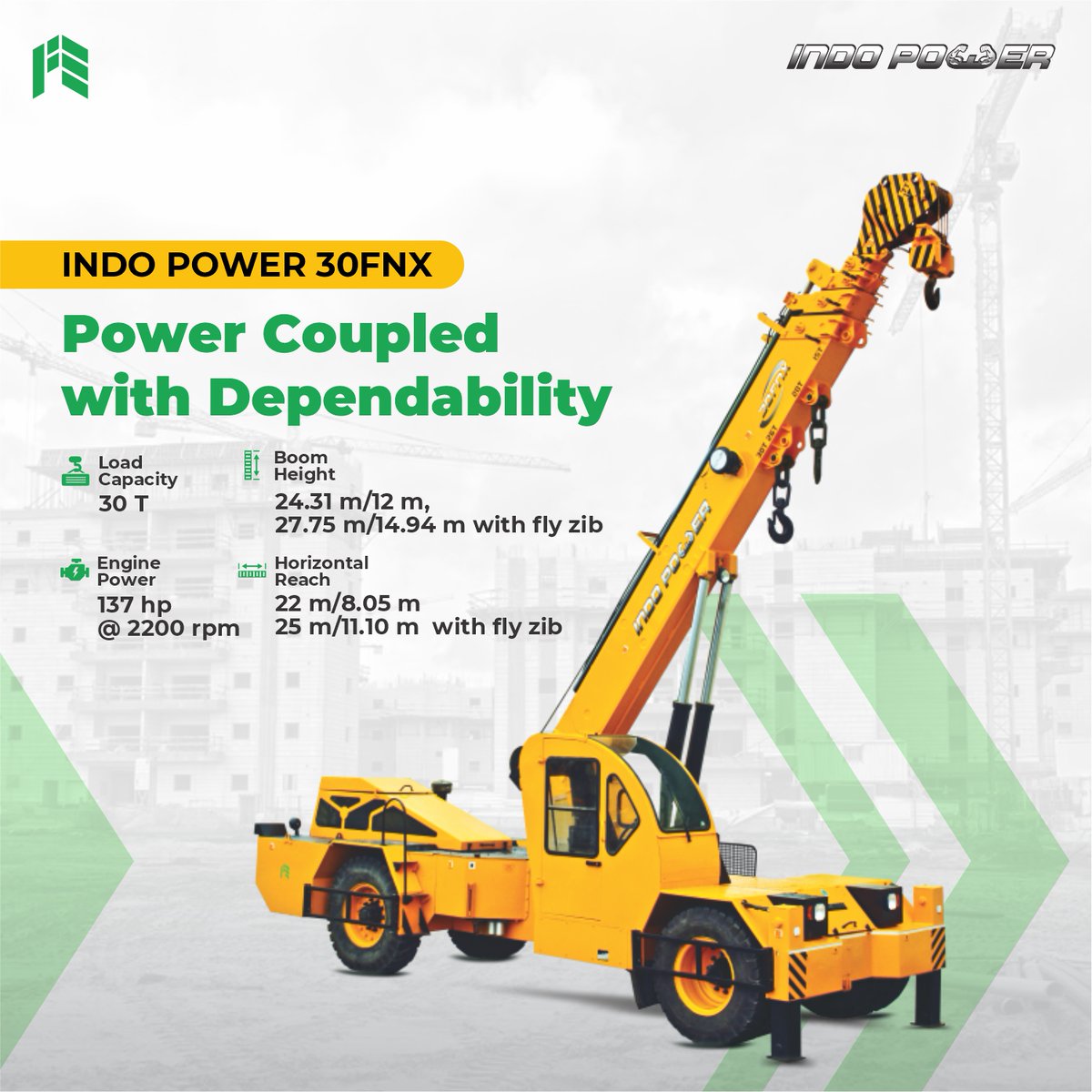 IndofarmTractor's tweet photo. The crane that can do it all - Indo Power 30 FNX. Get yours today!

Reach out to us today, for crane enquiry or to join our dealer network Call: +91 78329 25001 | Visit: https://t.co/MPQ9ont8LY

#ThankYouKisaan #IndiaKaIndoFarm #IndoFarmTractors #IndiaKaTractor https://t.co/Tb2Bwz33DR