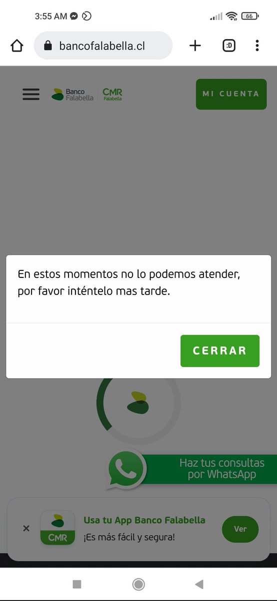 dobius's tweet photo. @Banco_Falabella notifiquen cuando realicen mantenciones, terrible no poder gestionar tu dinero. https://t.co/8GTno2Beat