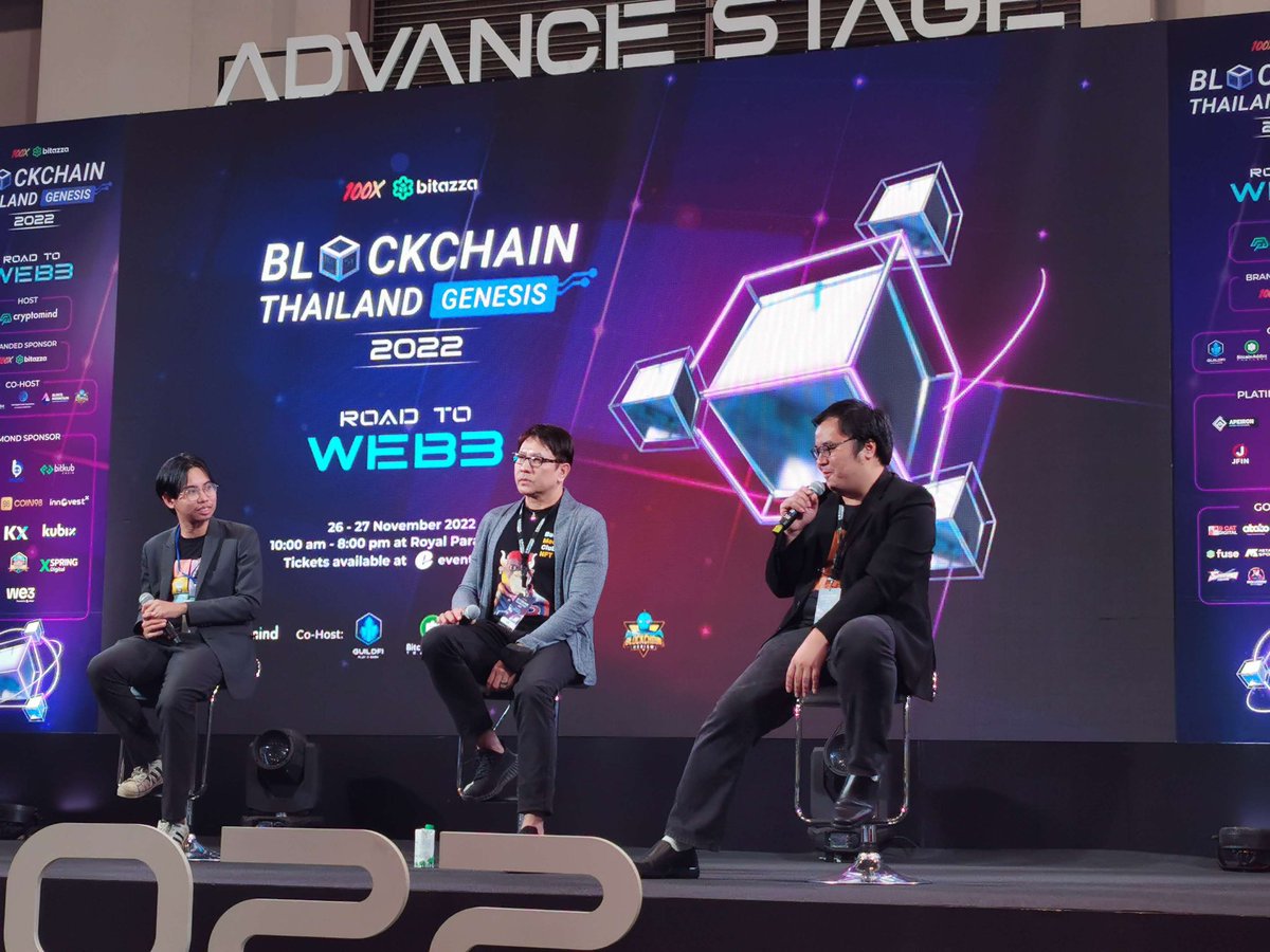 BitToonDAO's tweet photo. 👀 @heynat, @Stockerdao, @BullMoonClubNFT, and @BitToonDAO set the stage on fire last light!!! 🔥🔥🔥
📌 Topic: How to build a community
📍 At Siam Paragon, Blockchain Thailand Genesis 2022
#bcth #BlockchainThailandGenesis2022 #NFTCommunity #BitToonDAO https://t.co/GdM59pXUPJ