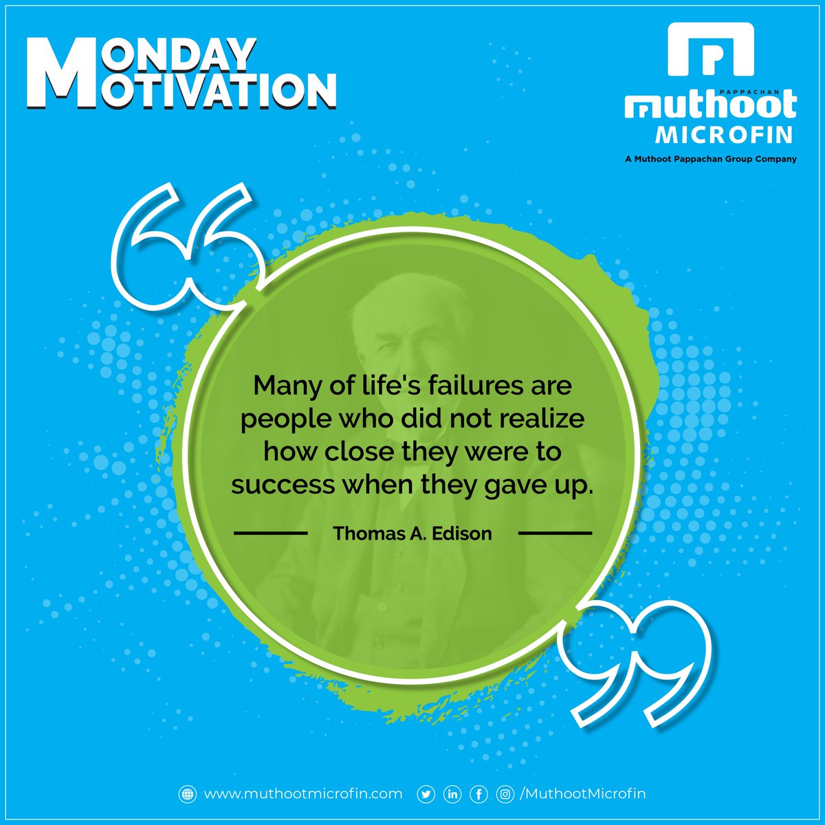MuthootMicrofin's tweet photo. Start your week with a grain of motivation.
#NeverGiveUp #SuccessIsNear https://t.co/7jbyXQIesY