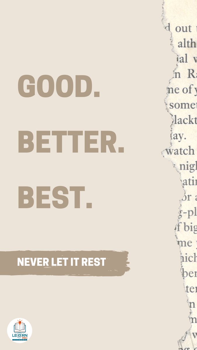 learnproacademy's tweet image. You rise to being your best self when you keep trying, keep practicing, keep working when others have packed up and gone home . . .

#GoodBetterBest
#HappyMonday
#MondayMotivation
#LearnPro
#LearnProAcademy