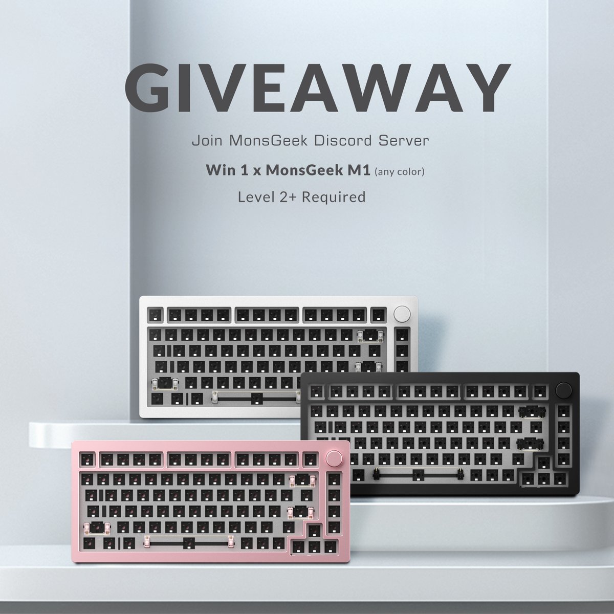 MonsGeek's tweet photo. 📣🎁Cyber Monday GIVEAWAY💞

Join the MonsGeek Discord Server to Get a free M1
https://t.co/vCgEYPwR6s

The giveaway winner can pick ANY COLOR of pink, white or black ( Level 2+ active member ONLY)

#MonsGeek #M1 #Giveaway https://t.co/GHAnCFADos