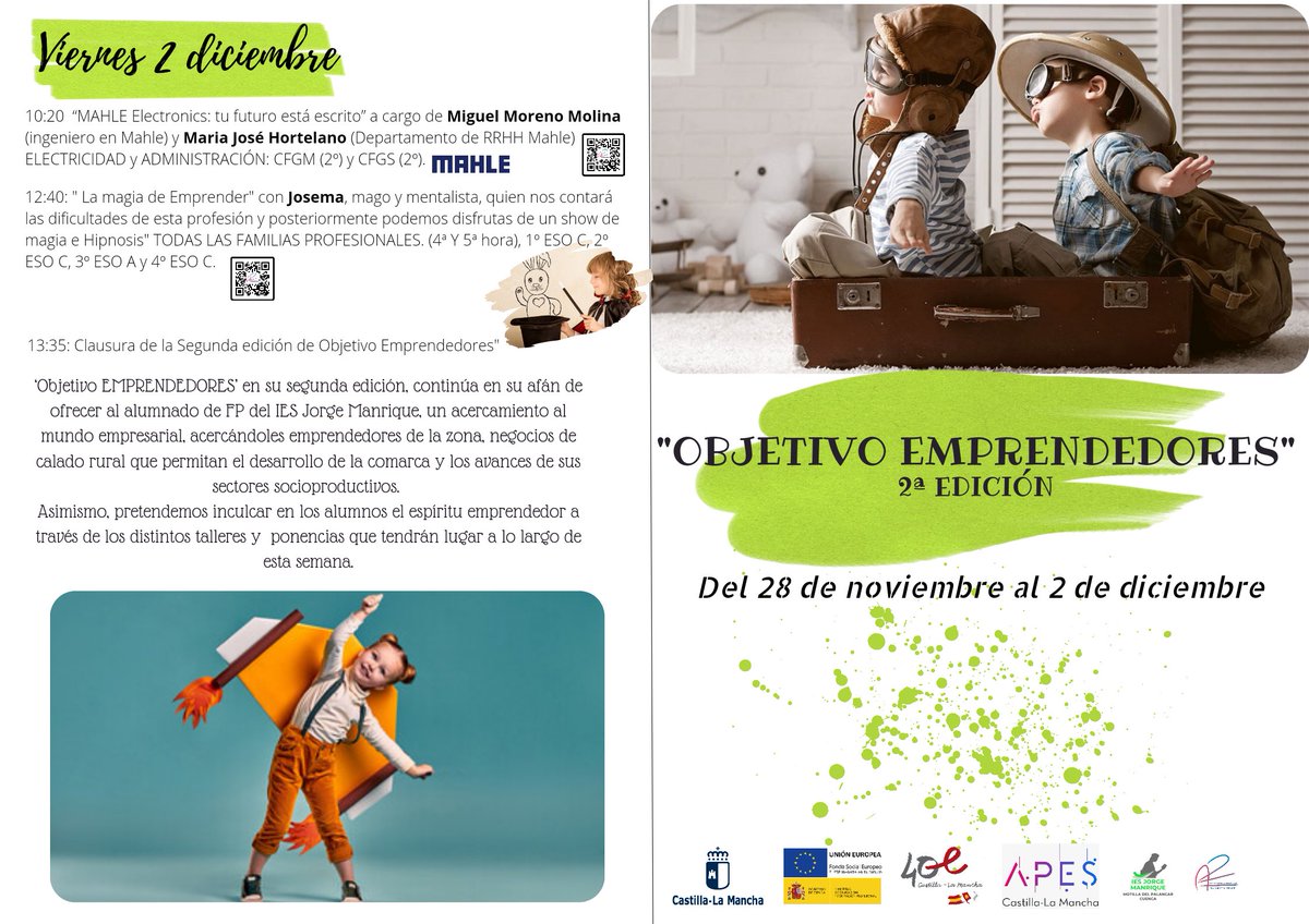 begofol10's tweet photo. Arrancamos el #objetivoemprendedores en el @IESJorgeManriqu de Motilla https://t.co/if7IbwaH2f