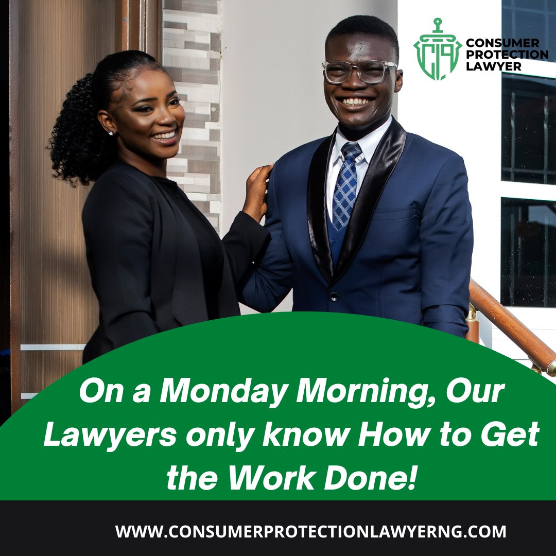 cplawyernig's tweet photo. Our lawyers get the work done on a Monday Morning!
Because that is what they have been called to do - to protect consumers.
This is our motivation!
#consumerprotectionlawyerng#consumerprotectionlawyer
#mondayquotes https://t.co/7gKJEYLpyw