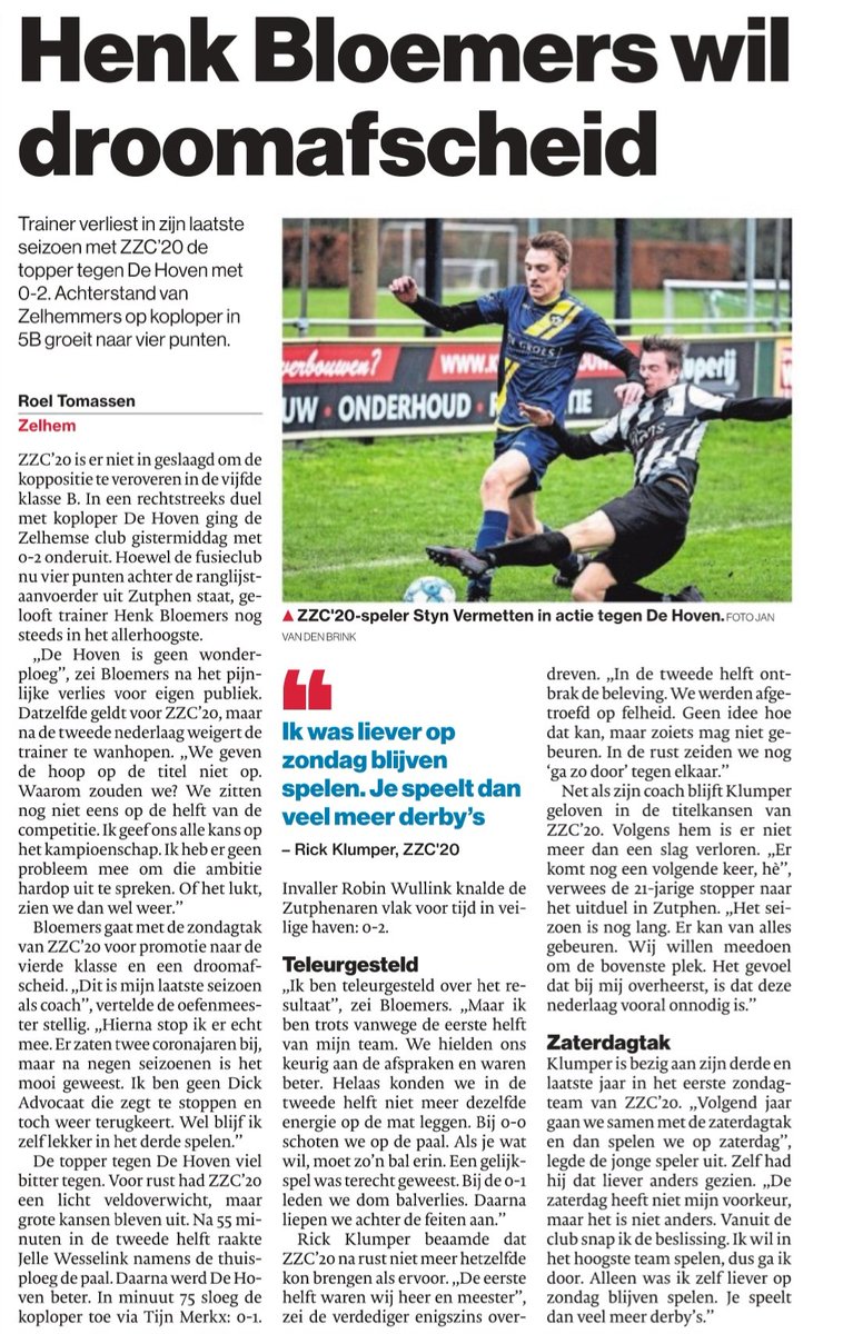 Henk Bloemers wil droomafscheid met ZZC'20.