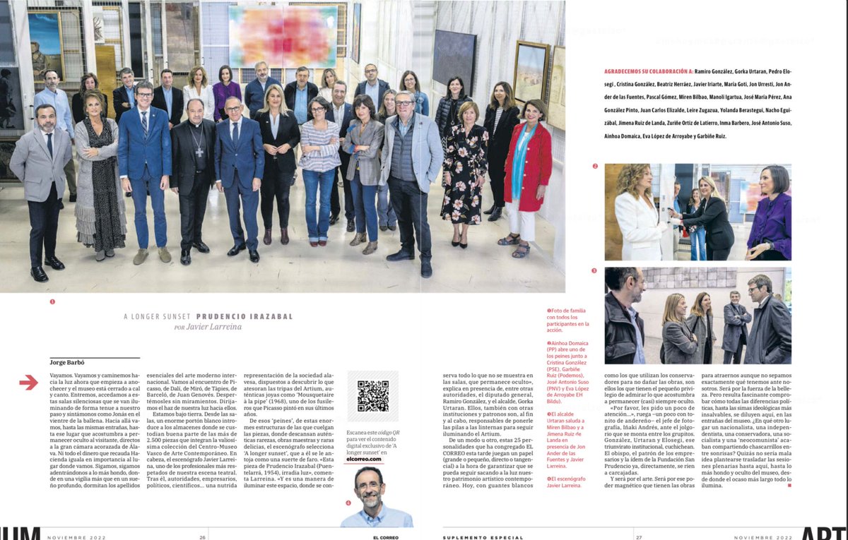 gasteizon's tweet photo. @ArtiumVitoria celebra su XX Aniversario recreando obras de arte de su colección con distintos colectivos de la ciudad: entre ellos comercios y hostelería asociados, e Inma Barbero de la junta de #GasteizOn

#VitoriaGasteiz https://t.co/2QT0OsYic2