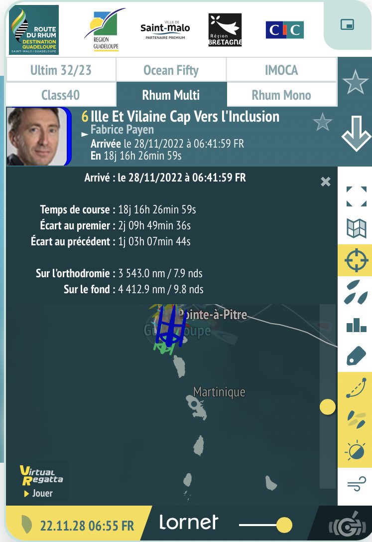 #routedurhum2022 ⛵ Mission accomplie pour Fabrice Payen !

Le skipper de la <a href="/TeamVentDebout/">Team Vent Debout</a>, soutenu par Pôle #emploi, l'<a href="/Agefiph_/">Agefiph</a> et le réseau <a href="/Capemploi_/">Cap Emploi</a>, est arrivé ce matin à Pointe-à-Pitre à 6h41 !

Felicitations Fabrice pour ta belle performance à la <a href="/RouteDuRhum/">Route du Rhum - Destination Guadeloupe</a> ! 👏