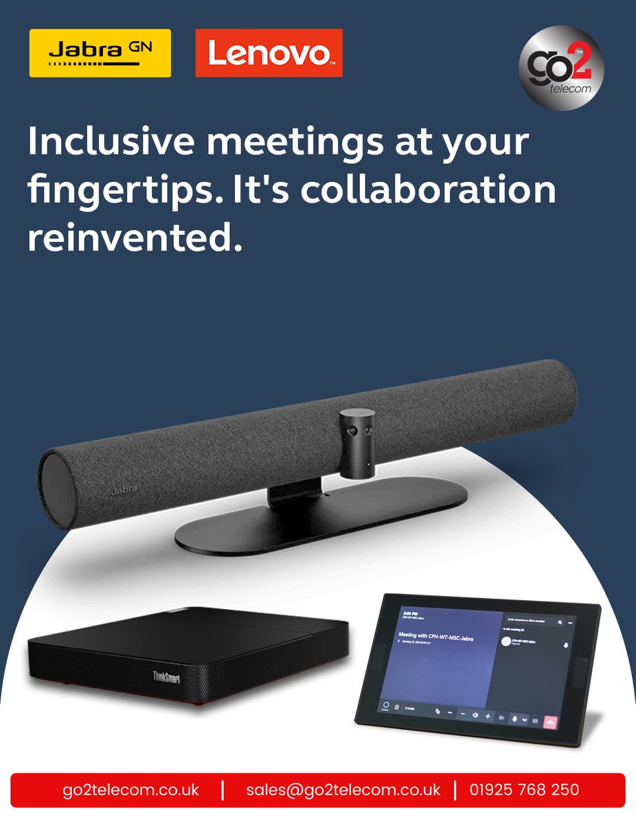 go2telecom's tweet photo. Hybrid work is here to stay, and the new PanaCast 50 Room System from #Jabra and #Lenovo can help your company adapt to the work revolution. Contact the @go2telecom team on 01925 768 250 to get set up!
#meetingroom #videoconferencing #roomsolution #hybridwork https://t.co/eTGU9D5VbY