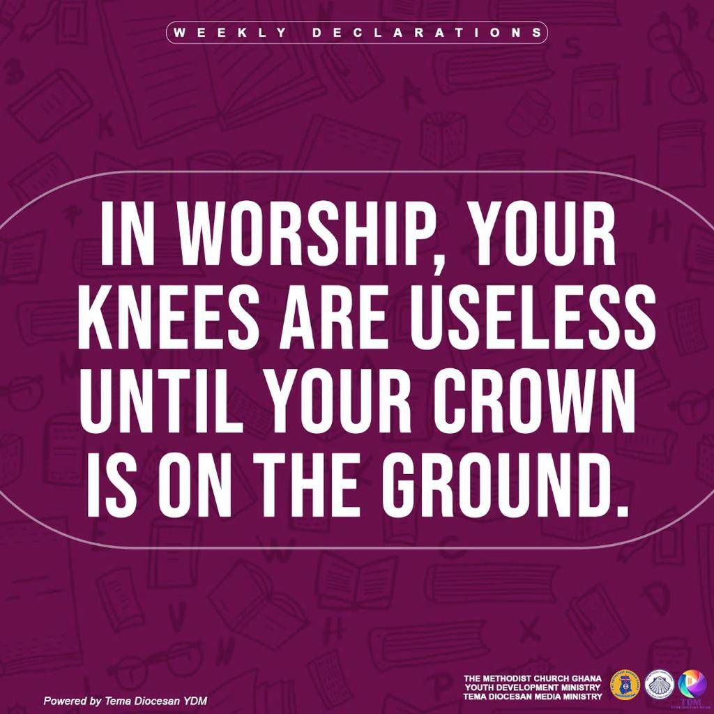 ydmtemadiocese's tweet photo. 📖¦¦𝐖𝐄𝐄𝐊𝐋𝐘 𝐃𝐄𝐂𝐋𝐀𝐑𝐀𝐓𝐈𝐎𝐍

In worship, your knees are useless until your crown is on the ground.

𝘽𝙡𝙚𝙨𝙨𝙚𝙙 𝙒𝙚𝙚𝙠..... 🙏 

#Weeklydeclaration
#YDMTemaDiocese
#MCGTemaDiocese
#TheMethodistChurchGhana https://t.co/IYzdw92e4j