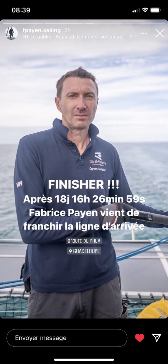 bteitgen's tweet photo. Il l’a fait ! Fabrice Payen a coupé cette nuit la ligne d’arrivée de la Route du Rhum, à bord d’  « Ille-et-Vilaine Cap vers l’inclusion ». Bravo Fabrice !! Le Département d’@ille_et_vilaine est fier de vous avoir soutenu dans cette aventure ! https://t.co/JdMoJMBHV6