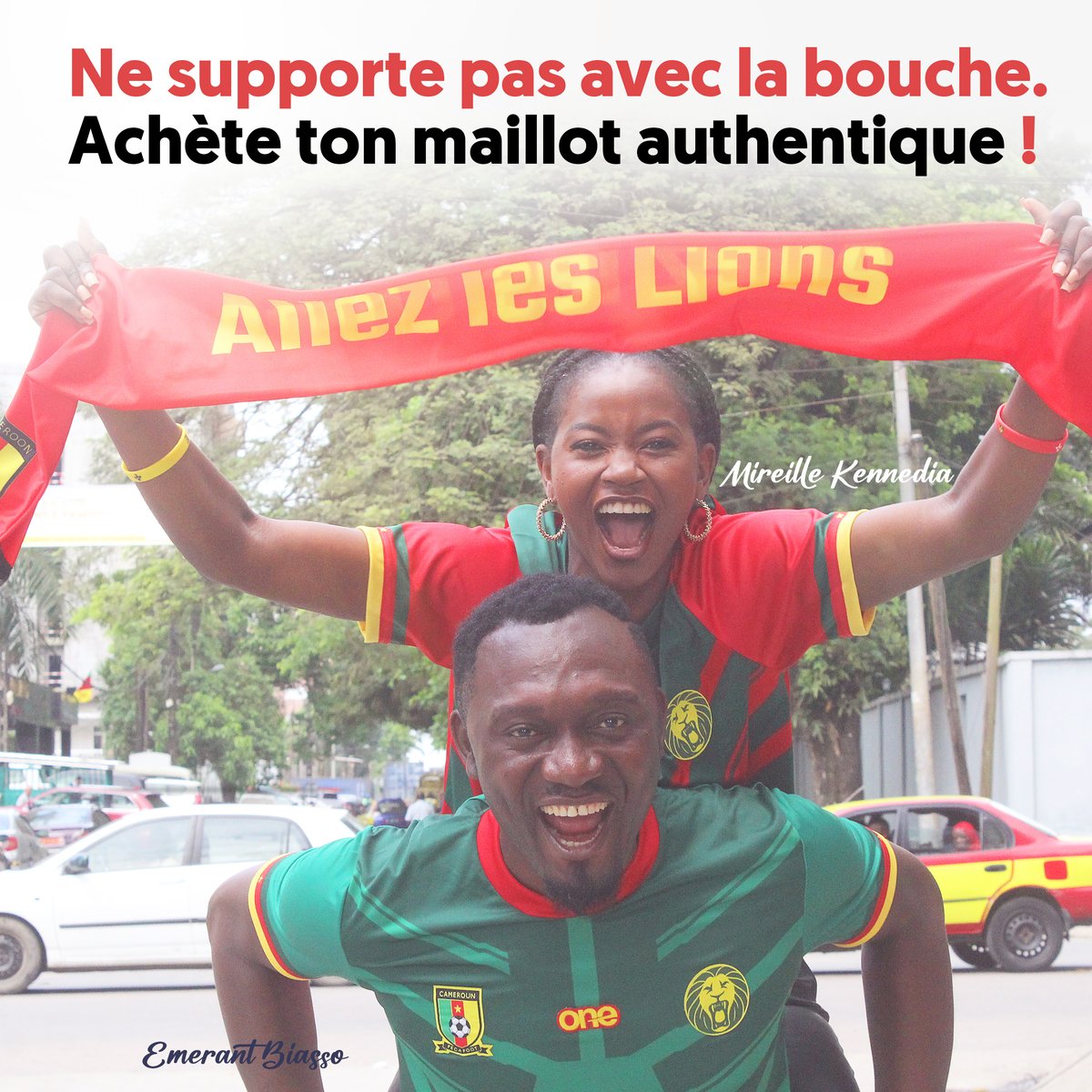 DesignEdimo's tweet photo. Plus déterminés que jamais !
Tous derrière nos valeureux Lions.

Ne supporte pas avec la bouche, achète ton maillot authentique.

#IclickIPay
#Fecafoot
#EdimoDesign
#Qatar2022
#AllezLesLions https://t.co/3i9X37zbOt