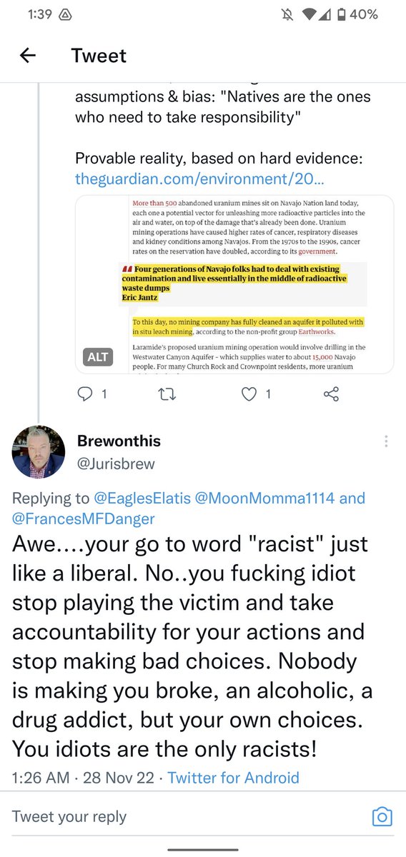 MoonMomma1114's tweet photo. Are you #exproud of @Jurisbrew and his racist comments towards Native Americans? https://t.co/d3PiHvbZEA