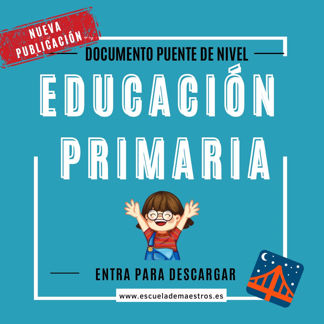 escuelademaestros.es/documento-puen…

HABEMUS Documento puente de nivel de educación primaria en nuestra web. 

Deseamos que os guste y sea de mucha utilidad ♥️♥️♥️ #lomloe #documentopuente #documentopuentedenivel #educacion #educacionprimaria #programacion