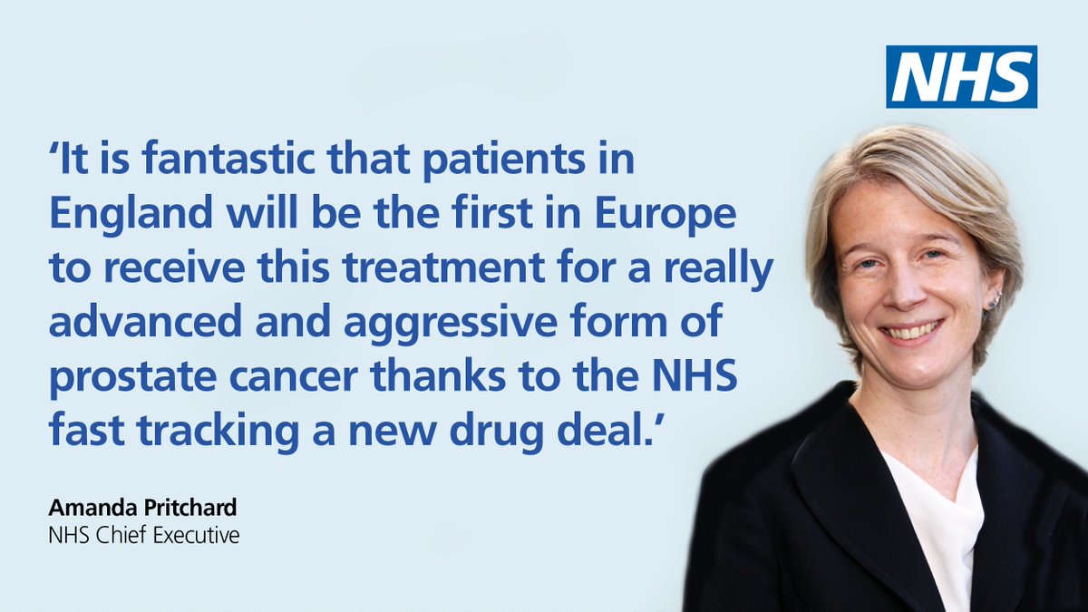 Around 9,000 men with one of the most advanced forms of prostate cancer will be eligible for a new life-extending treatment on the NHS.
 
This will be the first roll-out of the treatment in Europe. Read more. 👉 england.nhs.uk/2022/11/nhs-fa…