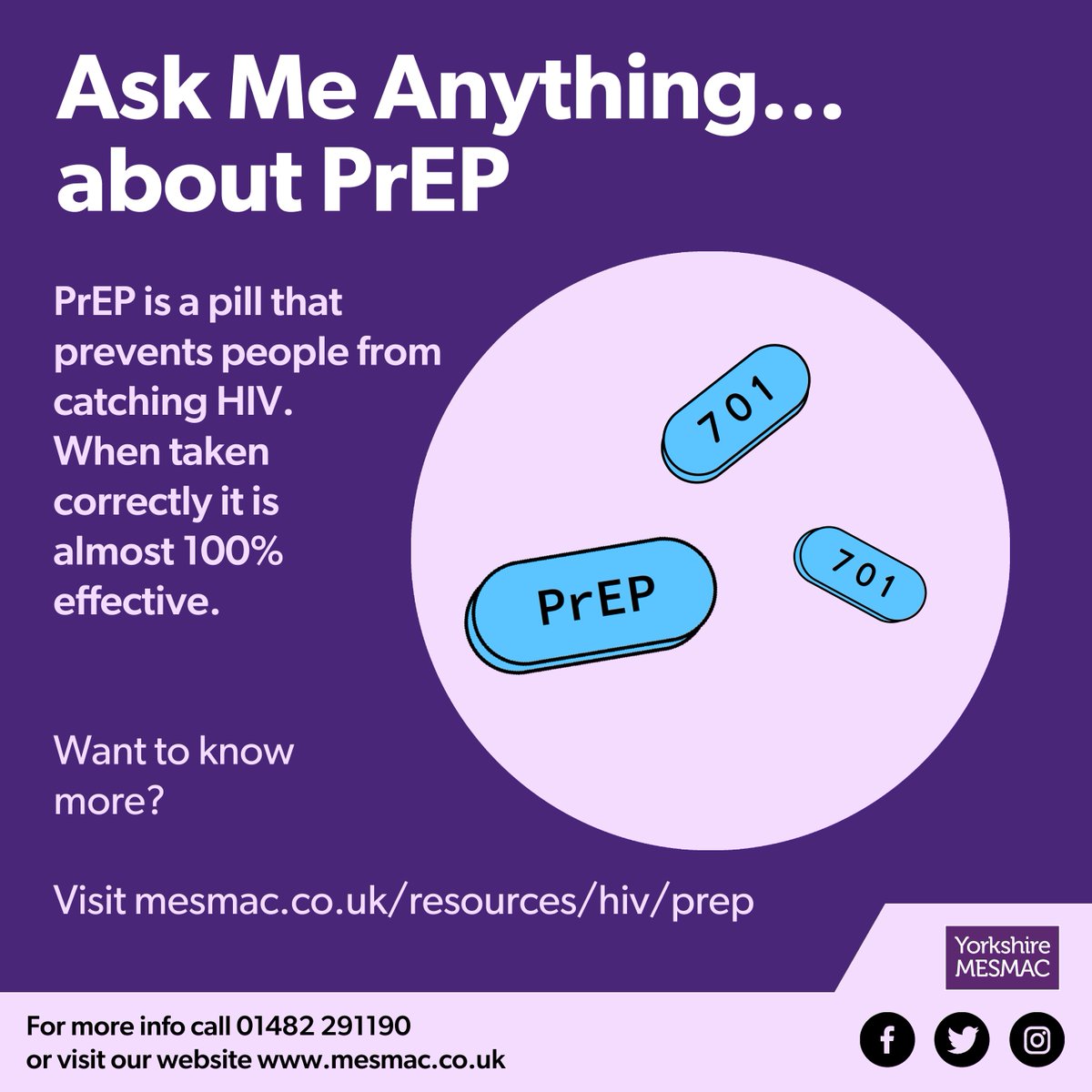 This week is #PrEPAwarenessWeek! 🥳💙

If you're at risk of coming into contact with HIV, PrEP can be a simple way to take control of your health and protect both yourself and your partner/s

Want to know more? 👉 mesmac.co.uk/resources/hiv/…