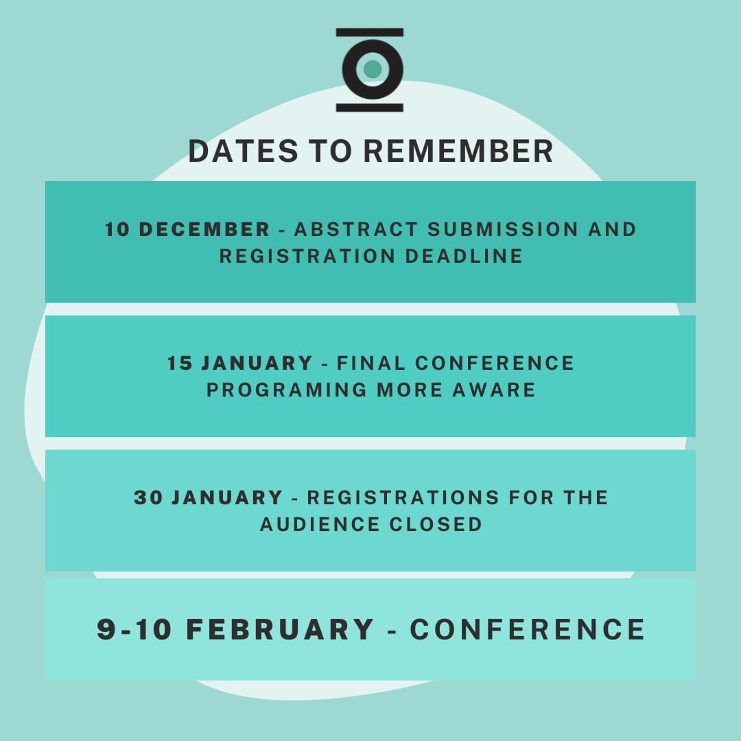 cybo_conference's tweet photo. The in person conference is approaching! Here few dates to keep in mind and soon more details. 

Keep on checking the conference webpage:

https://t.co/2RqwTDL41V https://t.co/cPS1cbhoXU