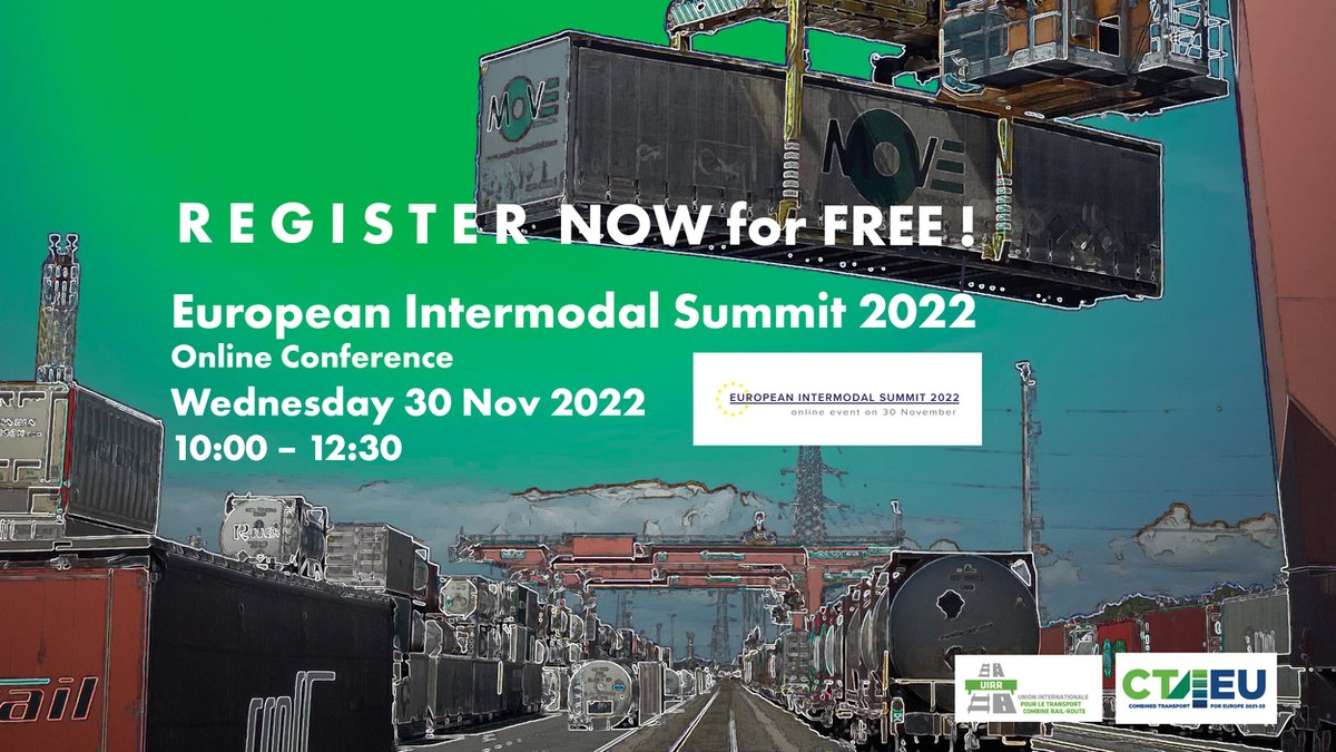 CT4EU's tweet photo. REGISTER for free!
https://t.co/iRu11YCSsy
@CT4EU and UIRR invite you to the European Intermodal Summit on 30 Nov 2022 (online).
@EP_Transport @METRANS_CENTER @ThibaultFruiti1 @paneuropa_ @HupacG @BenBeirnaert
#Ermewa #Kombiverkehr #MerkItalia Intermodal #DfineConsulting https://t.co/sAgiRaBWiB