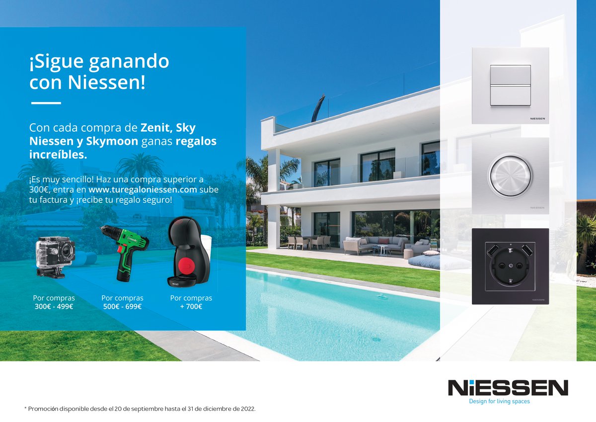 🆕 #PromoNovelec | ¡Sigue ganando con <a href="/Niessen_ES/">Niessen</a>! Con cada compra de Zenit, Sky Niessen y Skymoon ganas regalos increíbles. 

👉 turegaloniessen.com 👈
