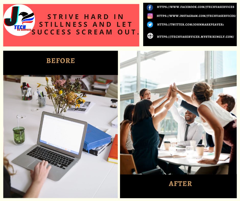 JohnmarkPeaver1's tweet photo. Why do you Hire A Virtual Assistant?
☑️Experience. A virtual assistant may specialize in one area or be capable of doing a variety of duties.
Strive hard in stillness and let success scream out.
visit my website: https://t.co/yUrBwriI17
 #expertise #JTECH_MARKETINGSTRATEGIES https://t.co/KbLbw4oRhe