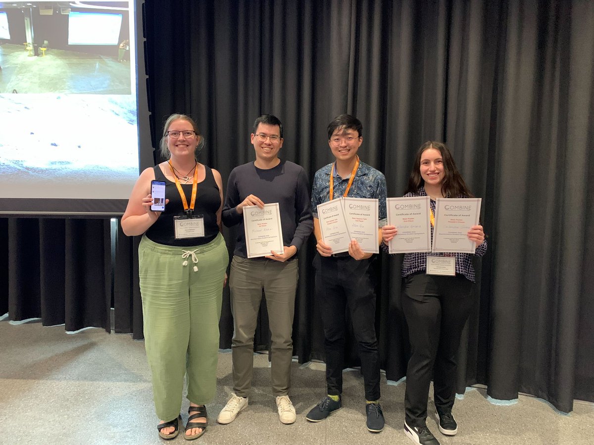 AliciaOshlack's tweet photo. Congratulations @ali_geeee Calandra Grima and Michael Nakia on your talk and poster prizes 🤩 #combine22 https://t.co/DLV3p747Wr