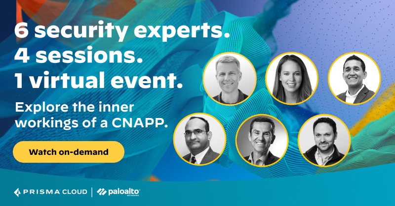 prisma_cloud's tweet photo. Learn why security teams at top organizations are turning to Cloud-Native Application Protection Platforms (CNAPP) to secure their entire cloud. 🦋 

In this Code to Cloud Security Hour, you'll get the expert playbook on establishing a prevention-first approach.