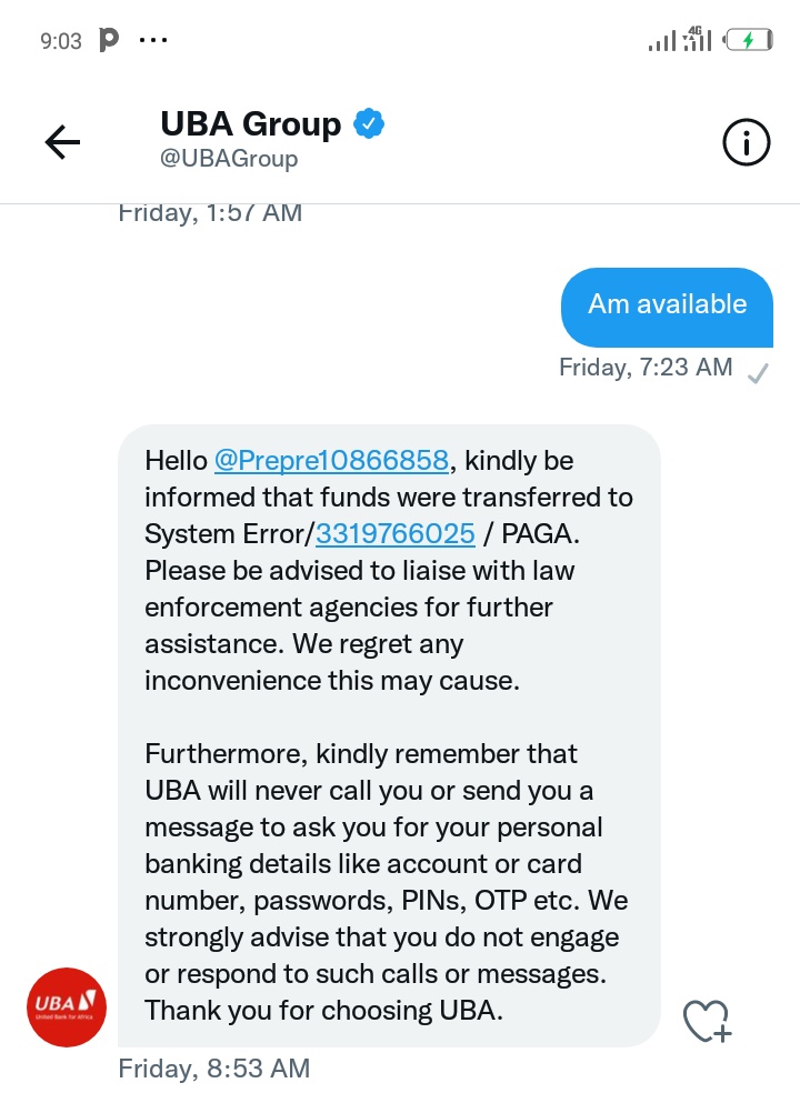 Prepre10866858's tweet photo. @Divinegraces2 @UBACares @UBAGroup @OPayNigeria @palmpay_ng @cenbank @fccpcnigeria @PoliceNG @NigeriaGov This is what am facing  from uba https://t.co/etaBGZVlxl