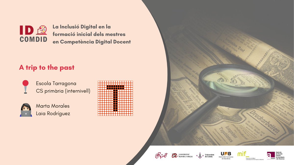 idcomdid's tweet photo. 📢 Proposta didàctica #idcomdid
🗓️ 10/01, 12/01 i 19/01 de 2023
➡️ “A trip to the past” 🕵️🔐🧭
📍#EscolaTarragona - CS primària (internivell)
👩🏫 Marta Morales @maartammoraless i Laia Rodríguez @Laia1312
#projecteARMIF
@ProgramaMIF
#AGAUR https://t.co/jpXIqbYU1S