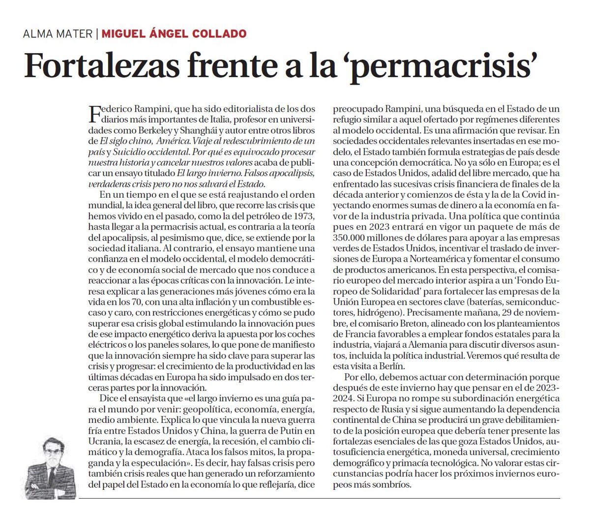 Comparto mi nueva columna de hoy en La Tribuna: Fortalezas frente a la 'permacrisis'. 🗞️ latribunadetoledo.es/Opinion/ZE3EA1…
