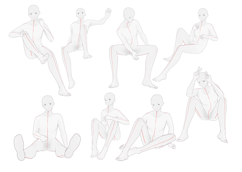 トレス素材ポーズ集 Illust Pose Twitter